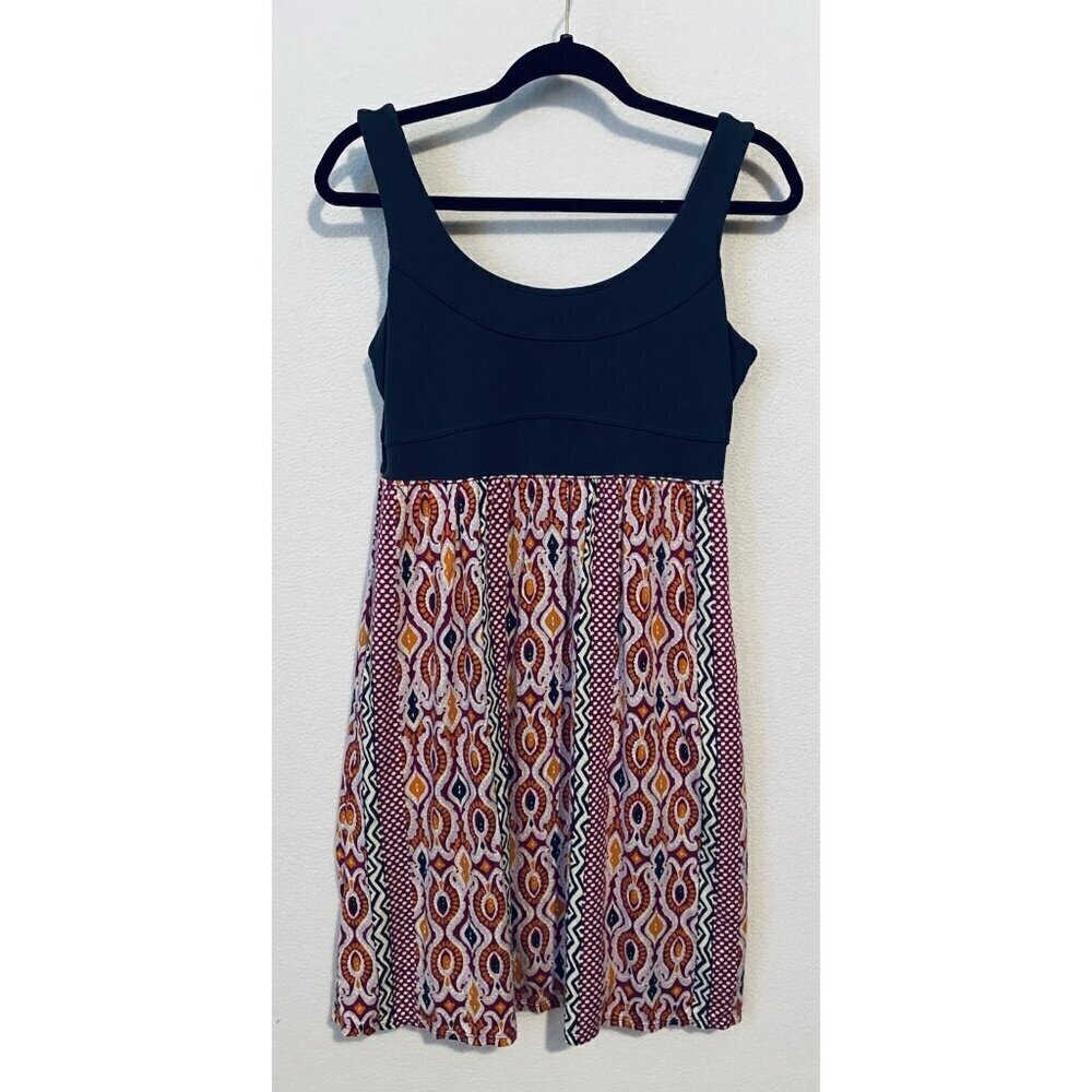 Athleta Tank Dress Womens Medium Gray Shelf Bra Batik Print Loungewear Comfy